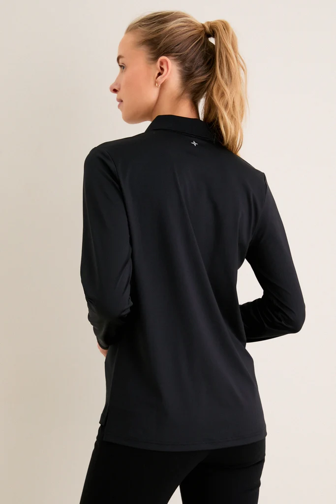 Black Long Sleeve Performance Jersey Caroline Polo - Image 4