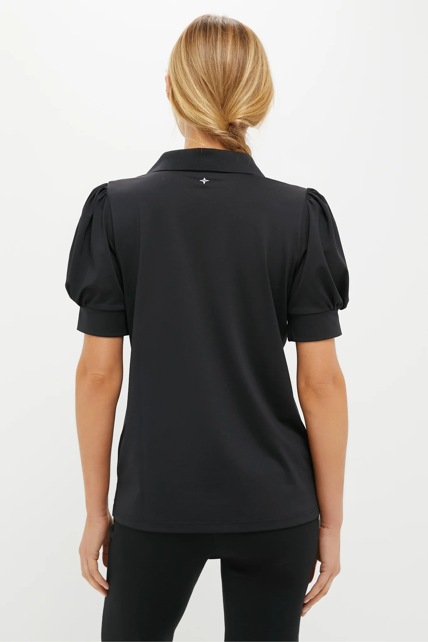 Black Puff Sleeve Performance Jersey Caroline Polo - Image 4