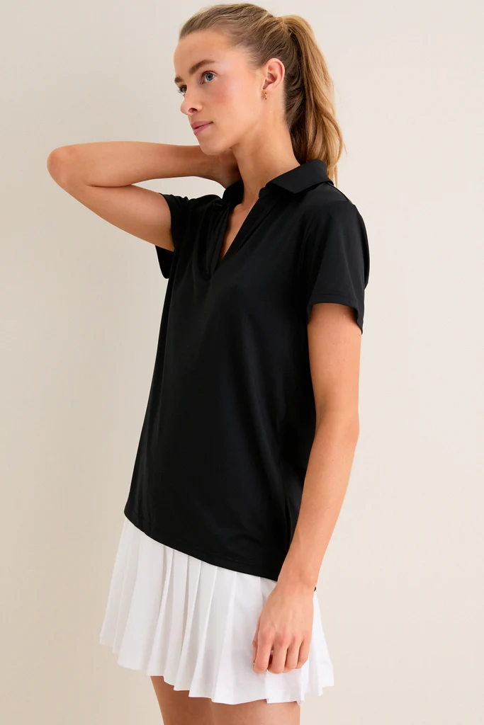 Black Short Sleeve Performance Jersey Caroline Polo - Image 3