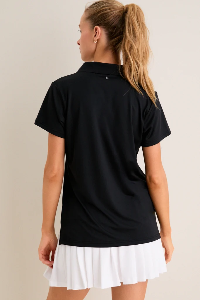 Black Short Sleeve Performance Jersey Caroline Polo - Image 4