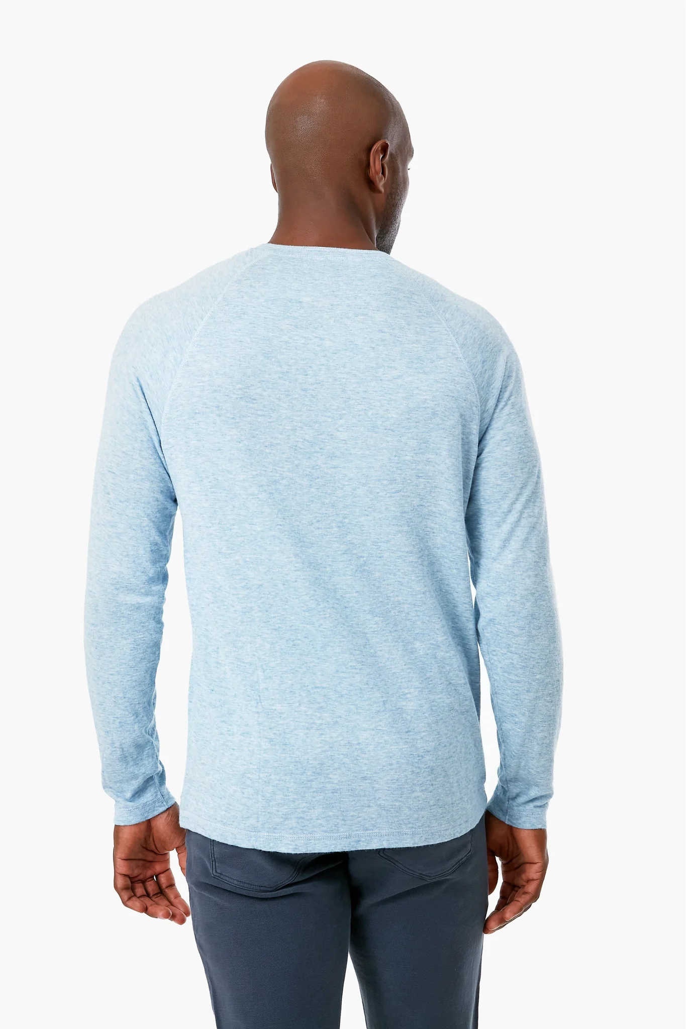 Light Blue Heather Cloud Long Sleeve Henley - Image 5