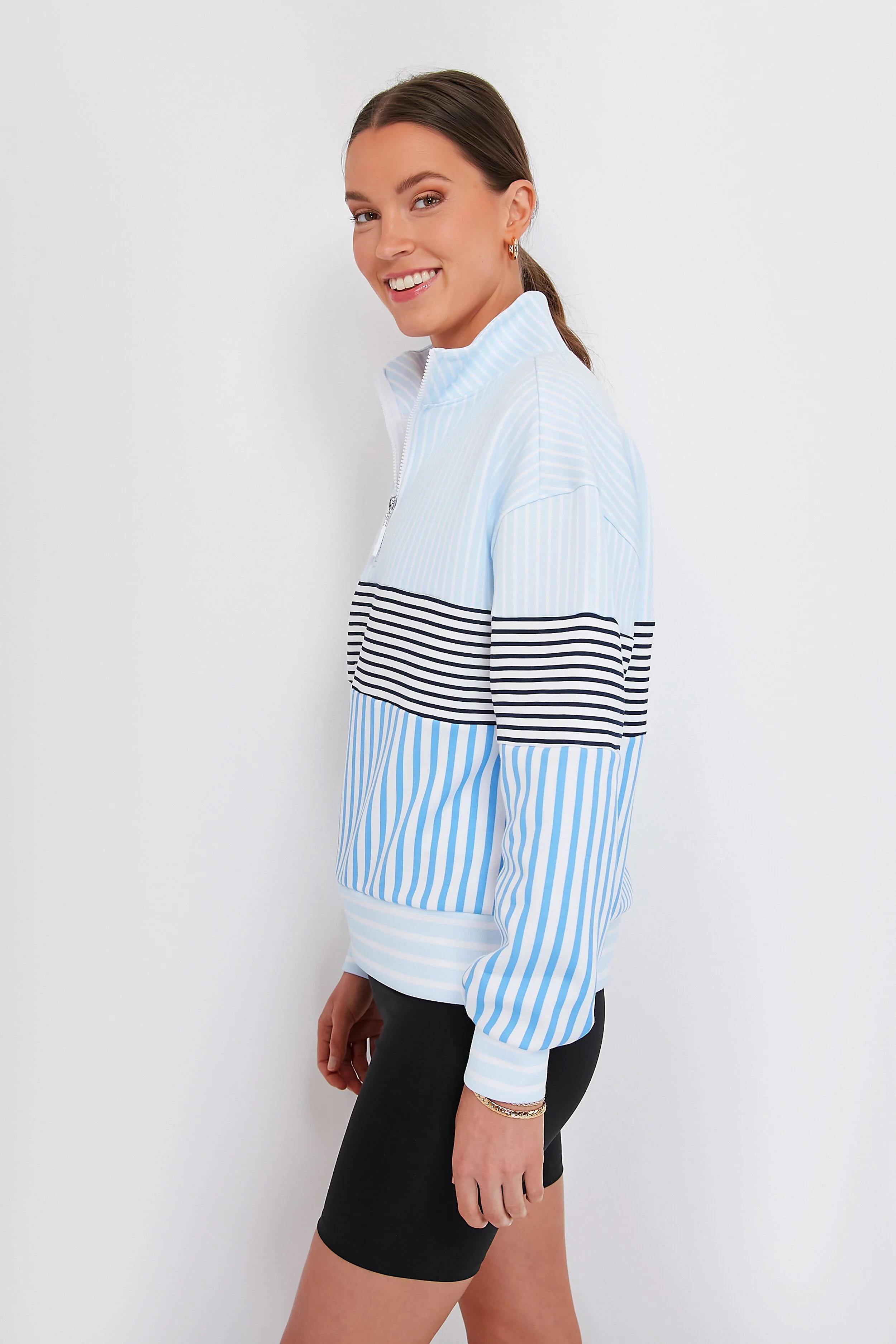 Multi Blue Varsity Quarter Zip - Image 3