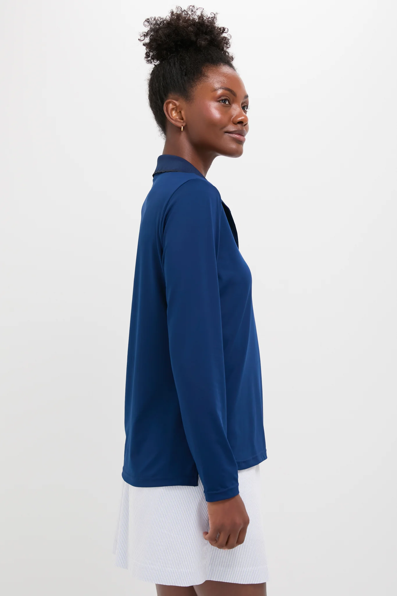Navy Long Sleeve Performance Jersey Caroline Polo - Image 3