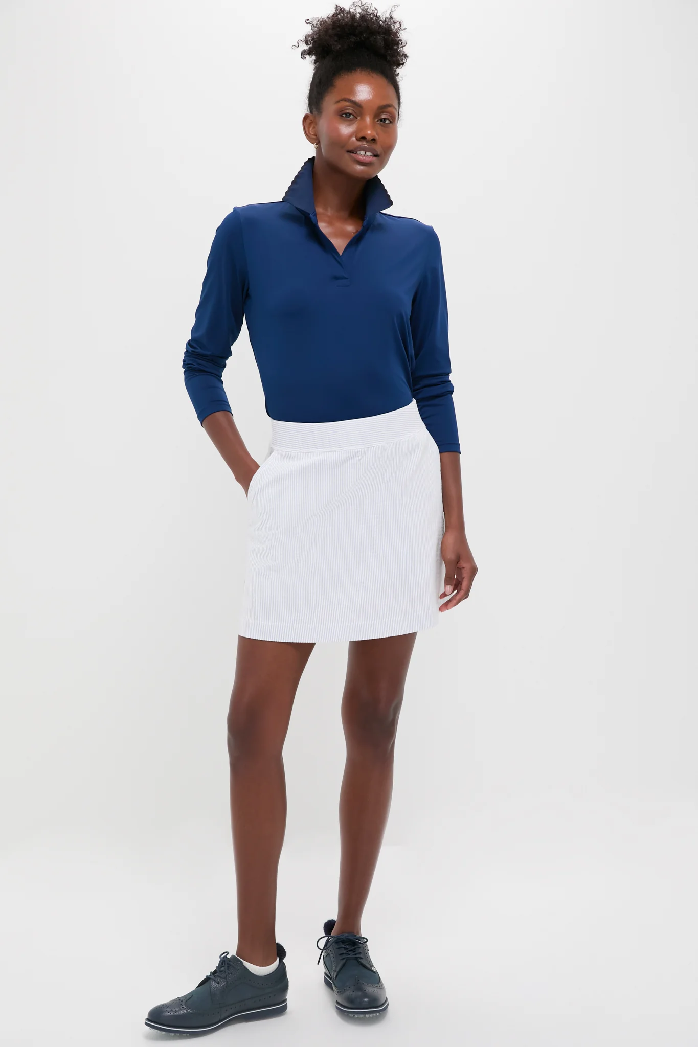Navy Long Sleeve Performance Jersey Caroline Polo - Image 6