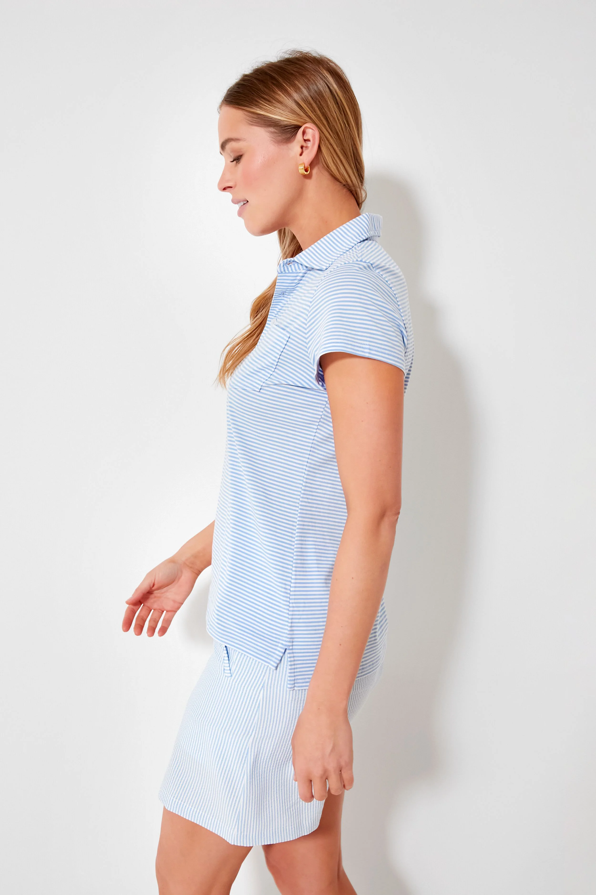 Periwinkle and White Short Sleeve Polo - Image 3