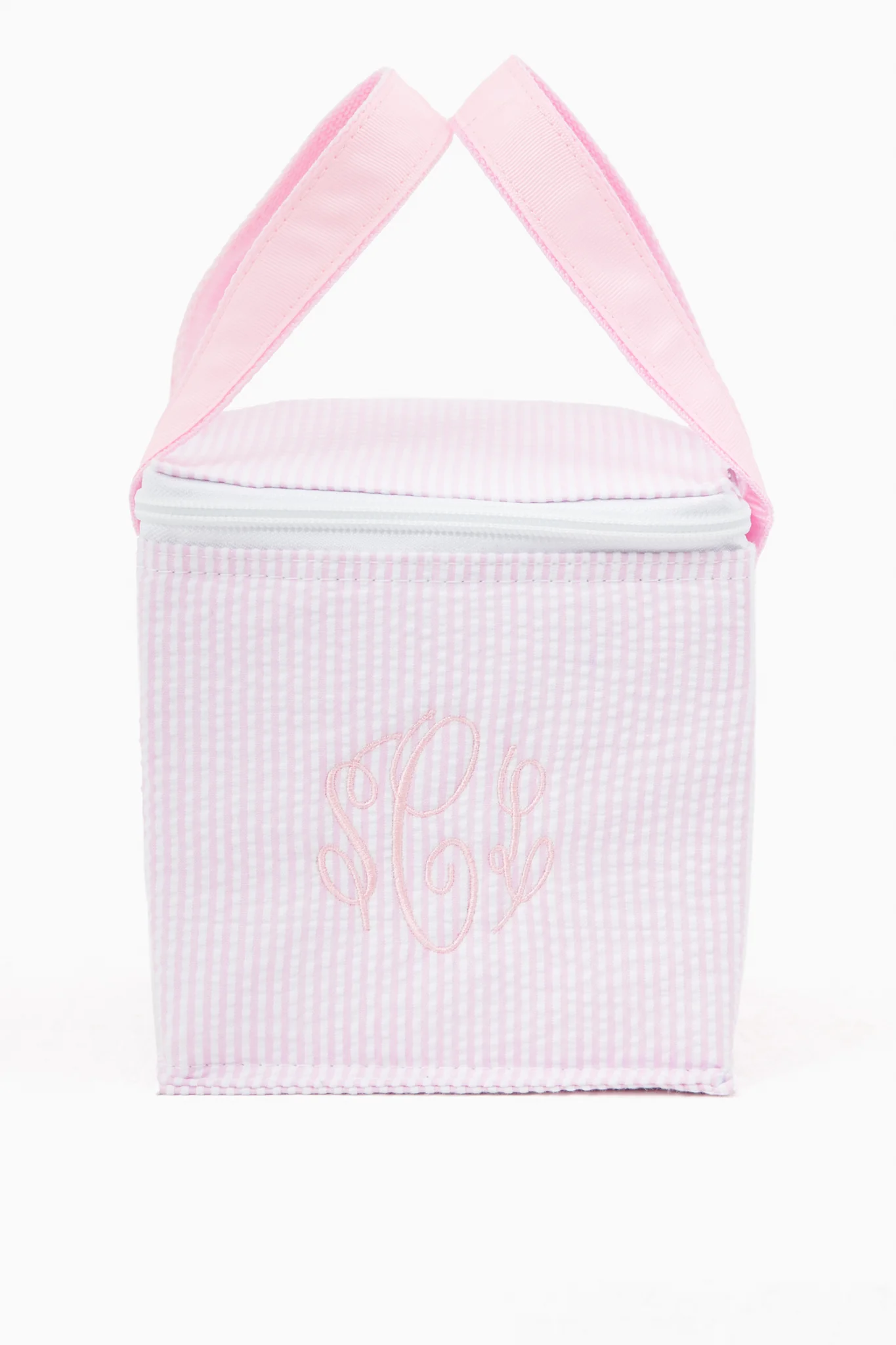 Pink Seersucker Snack Square Bag - Image 6