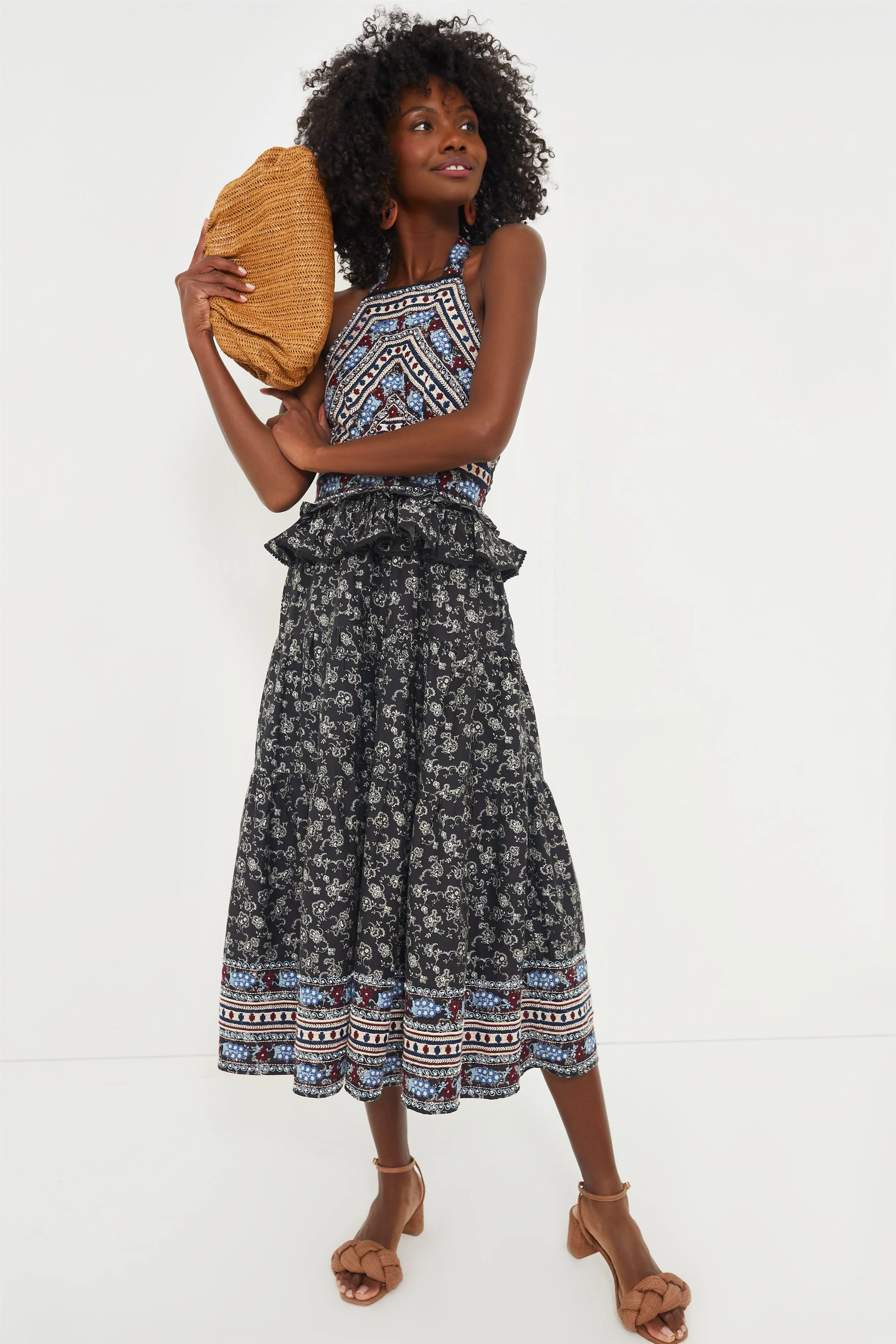 Dark Raffia Slouchy Clutch - Image 3