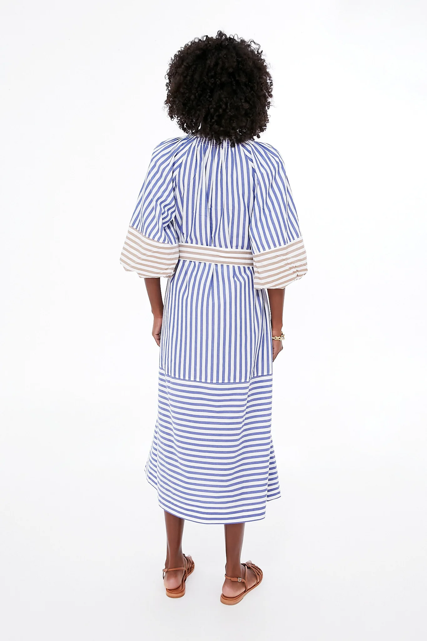Tan and Blue Stripe Combo Sun Mesa Midi - Image 4