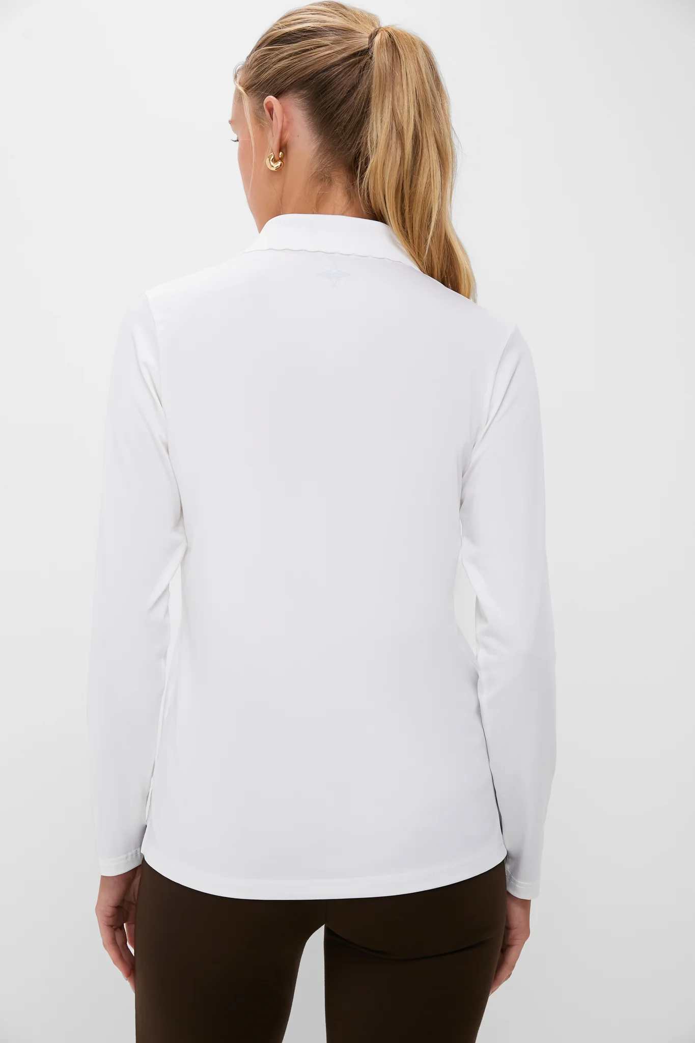 White Long Sleeve Performance Jersey Caroline Polo - Image 4