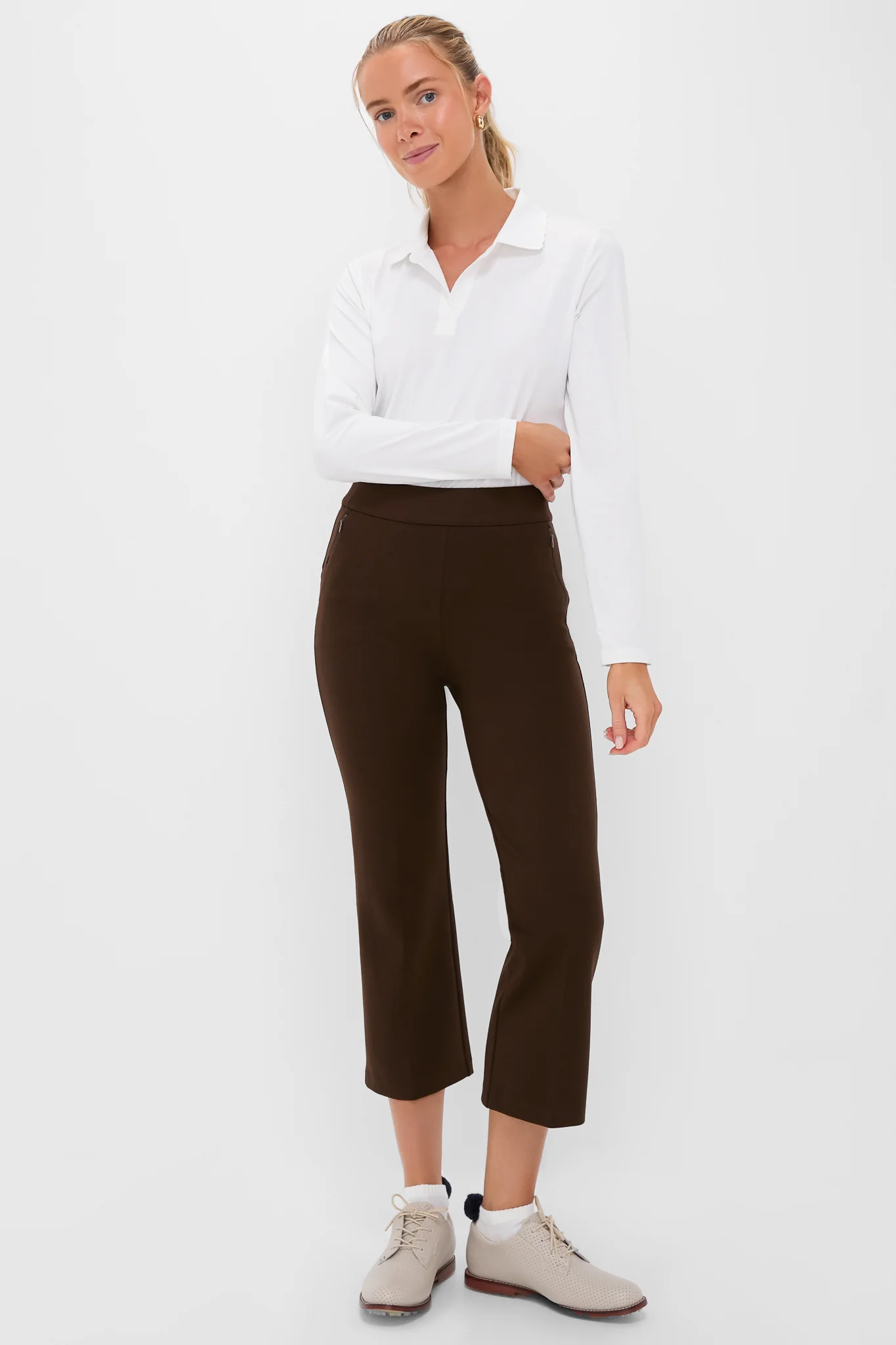 White Long Sleeve Performance Jersey Caroline Polo - Image 6
