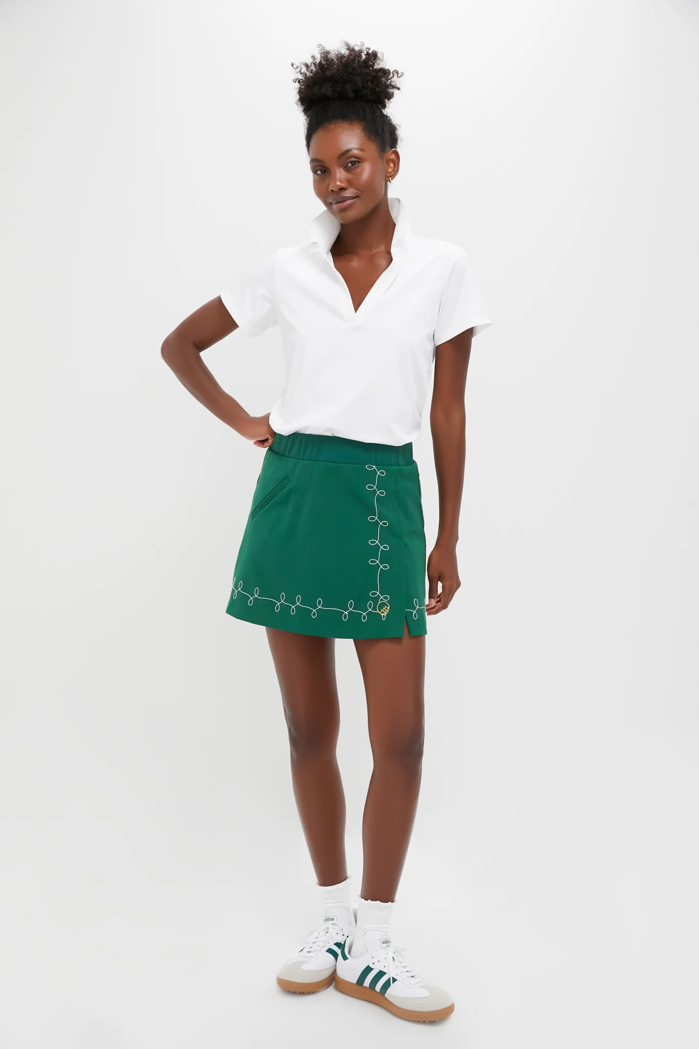 White Short Sleeve Performance Jersey Caroline Polo - Image 7